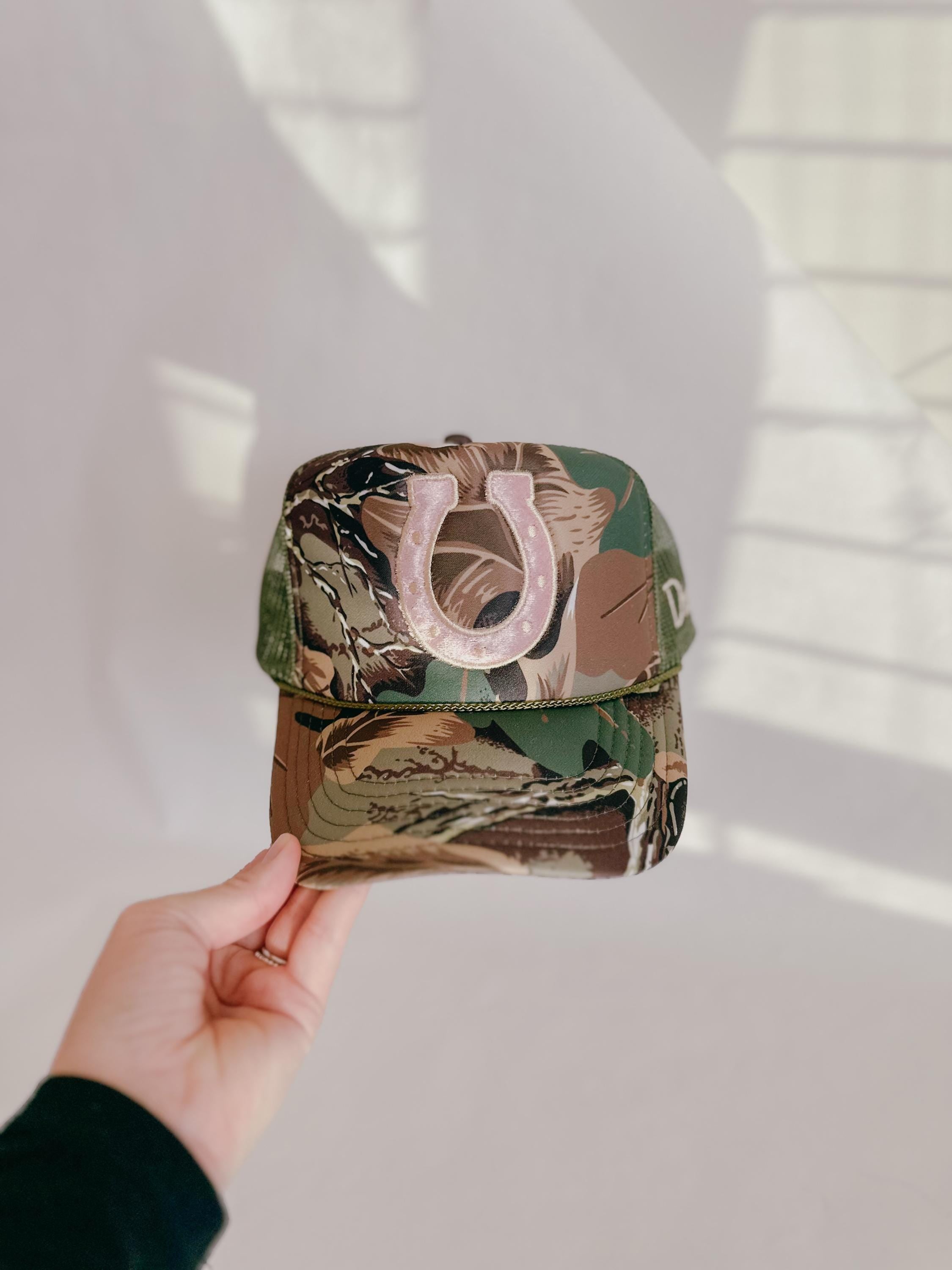 Pink Velvet Horseshoe Trucker Hat
