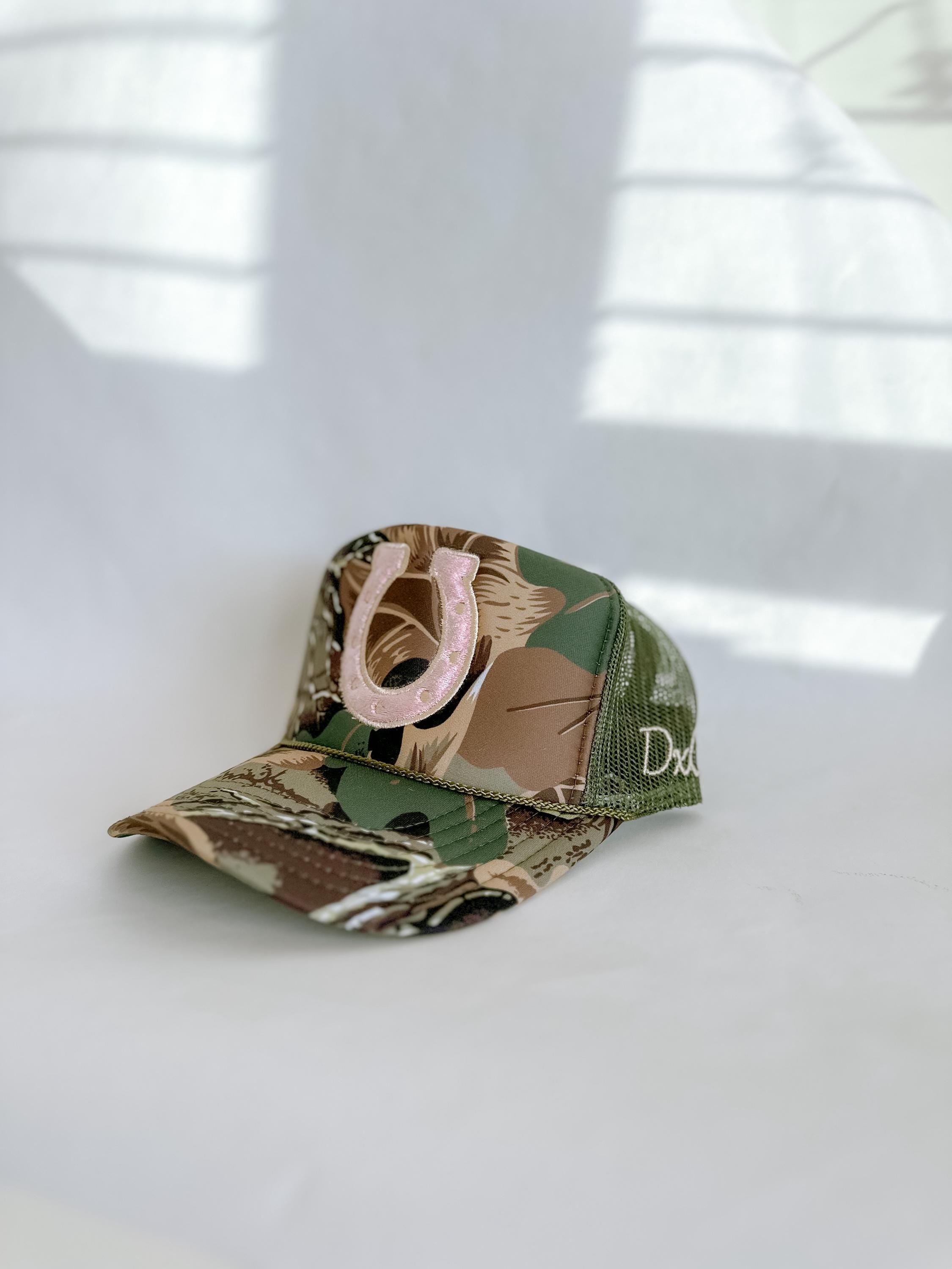 Pink Velvet Horseshoe Trucker Hat
