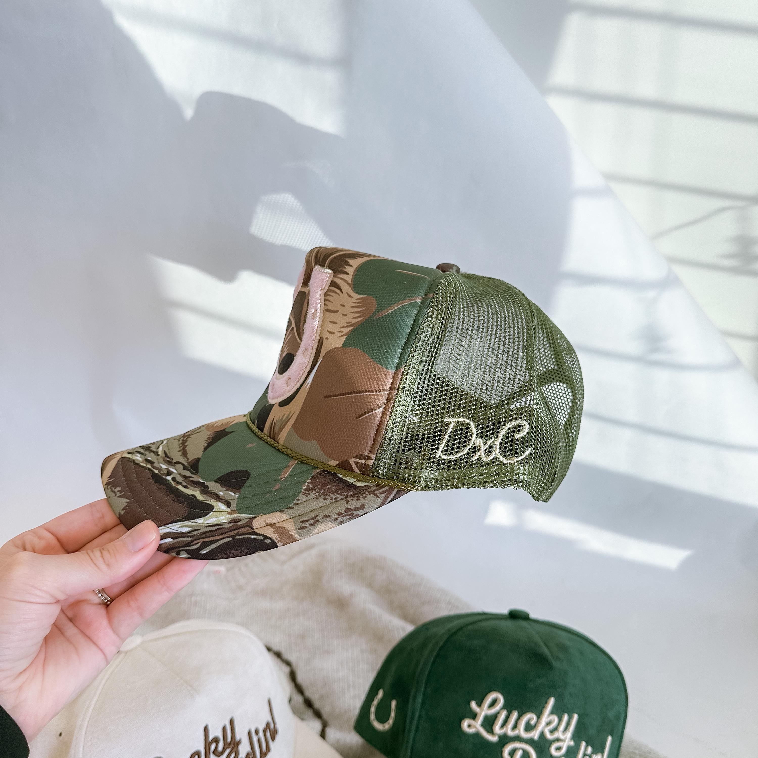 Pink Velvet Horseshoe Trucker Hat